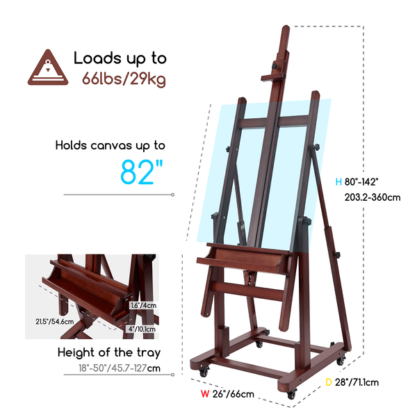 MEEDEN Extra Large Heavy Duty Artist Easel Stand-Dark Walnut- W11