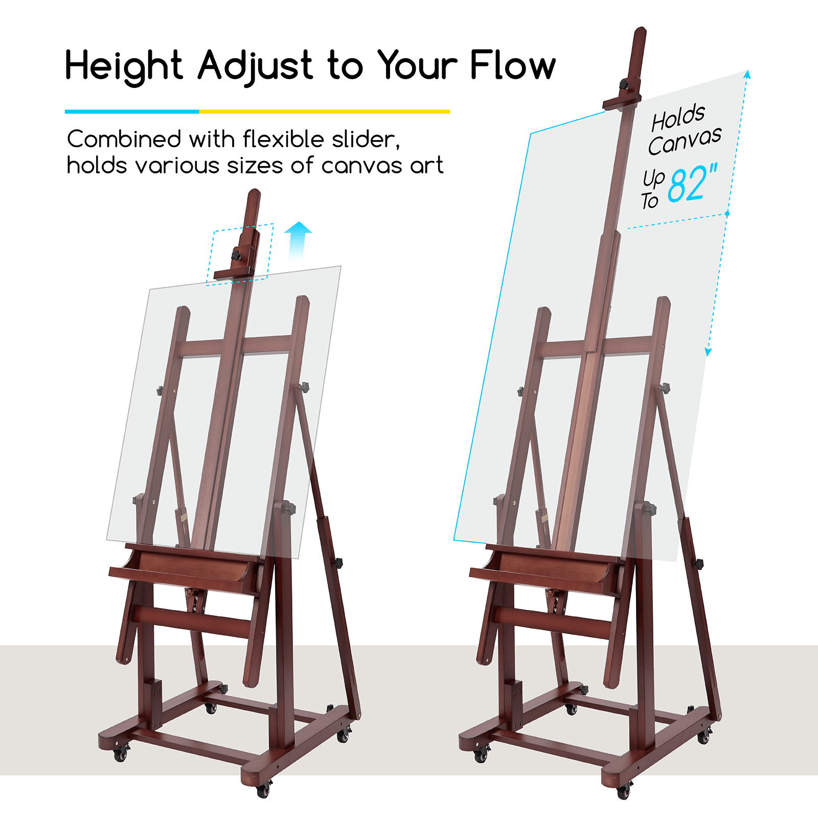 MEEDEN Extra Large Heavy Duty Artist Easel Stand-Dark Walnut- W11