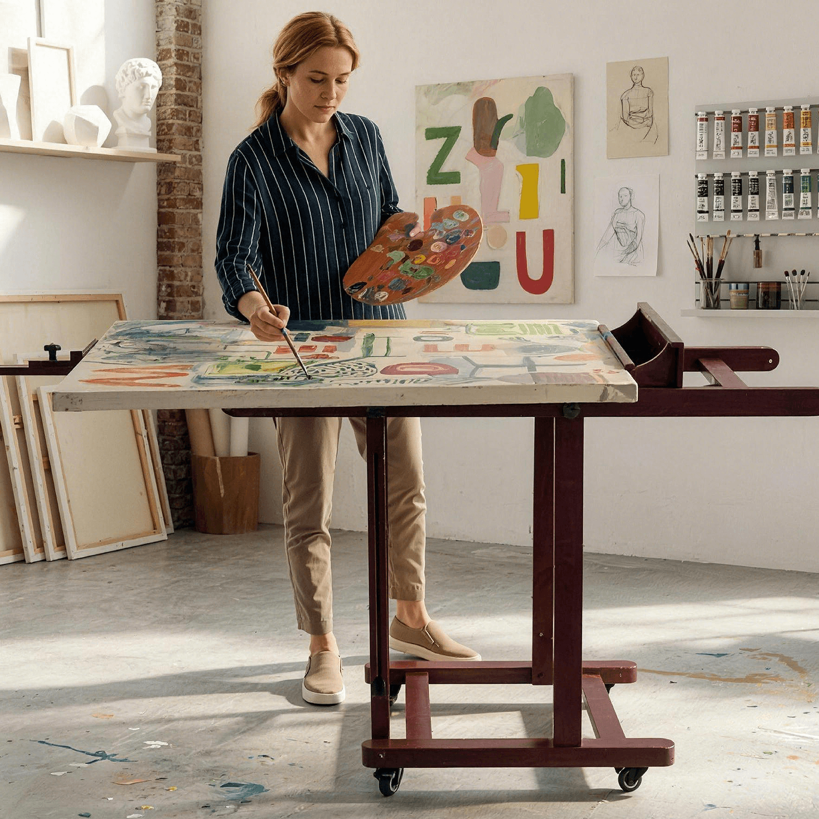 MEEDEN Extra Large Heavy Duty Artist Easel Stand-Dark Walnut- W11