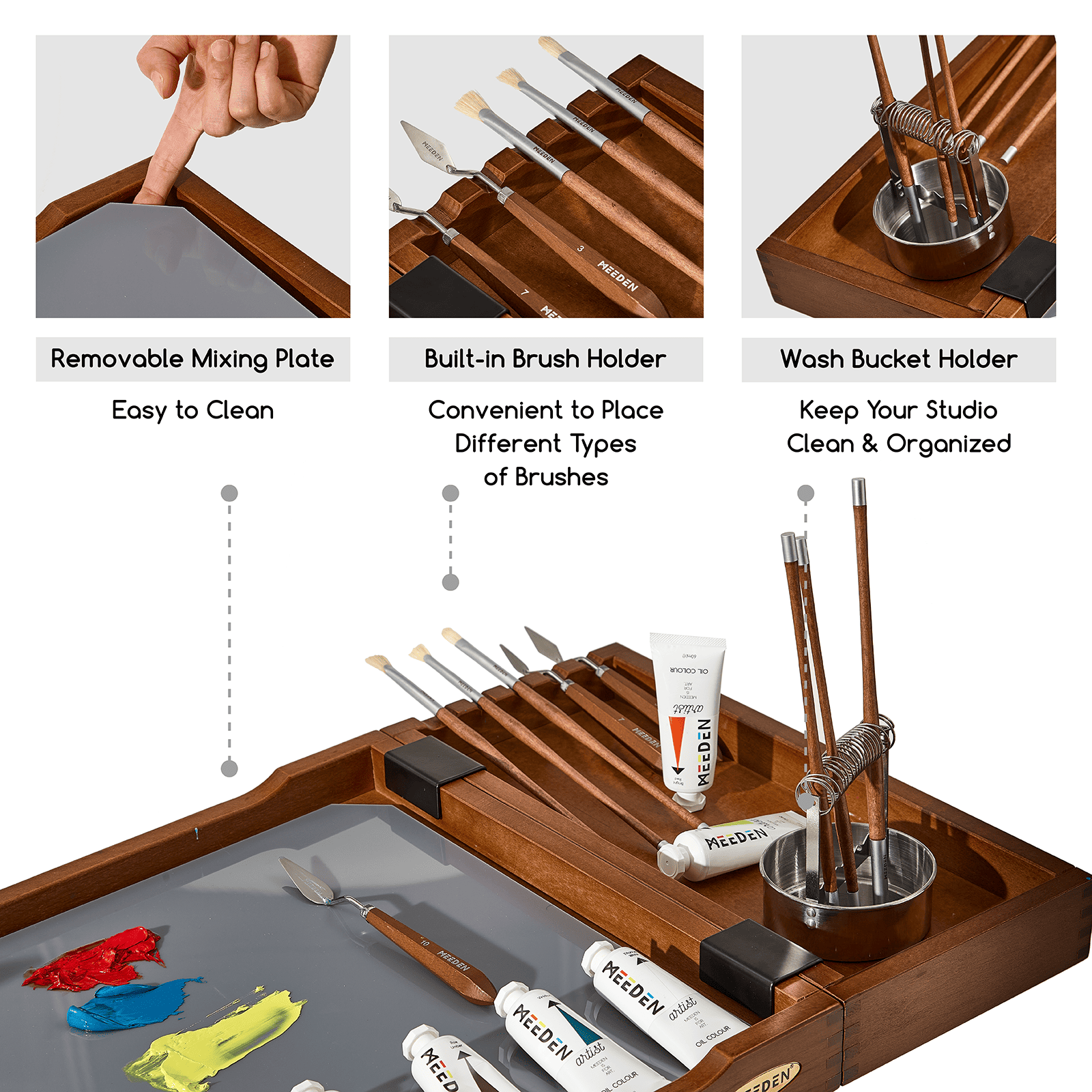 MEEDEN Deluxe Artist Supplies Opbevaringsvogn, 5-Lags Taboret-Valnød-W13H