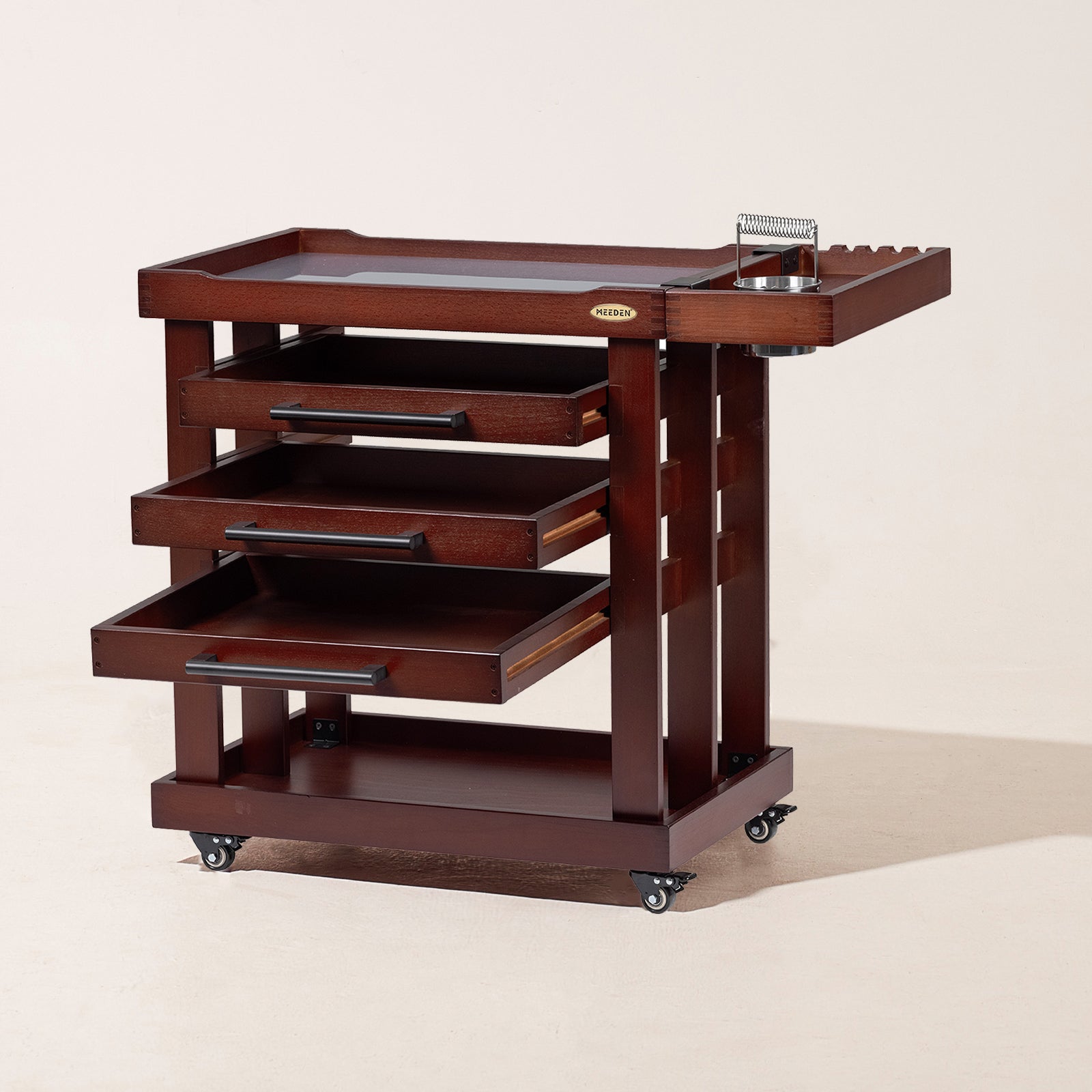 MEEDEN Deluxe Artist Supplies Storage Cart, 5-Tier Taboret-Dark Walnut-W13H