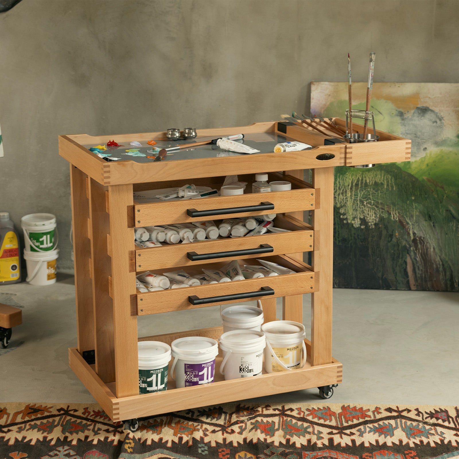 MEEDEN Deluxe Kunstnersupplierings Lageringsvogn, 5-Lags Taboret-W13H