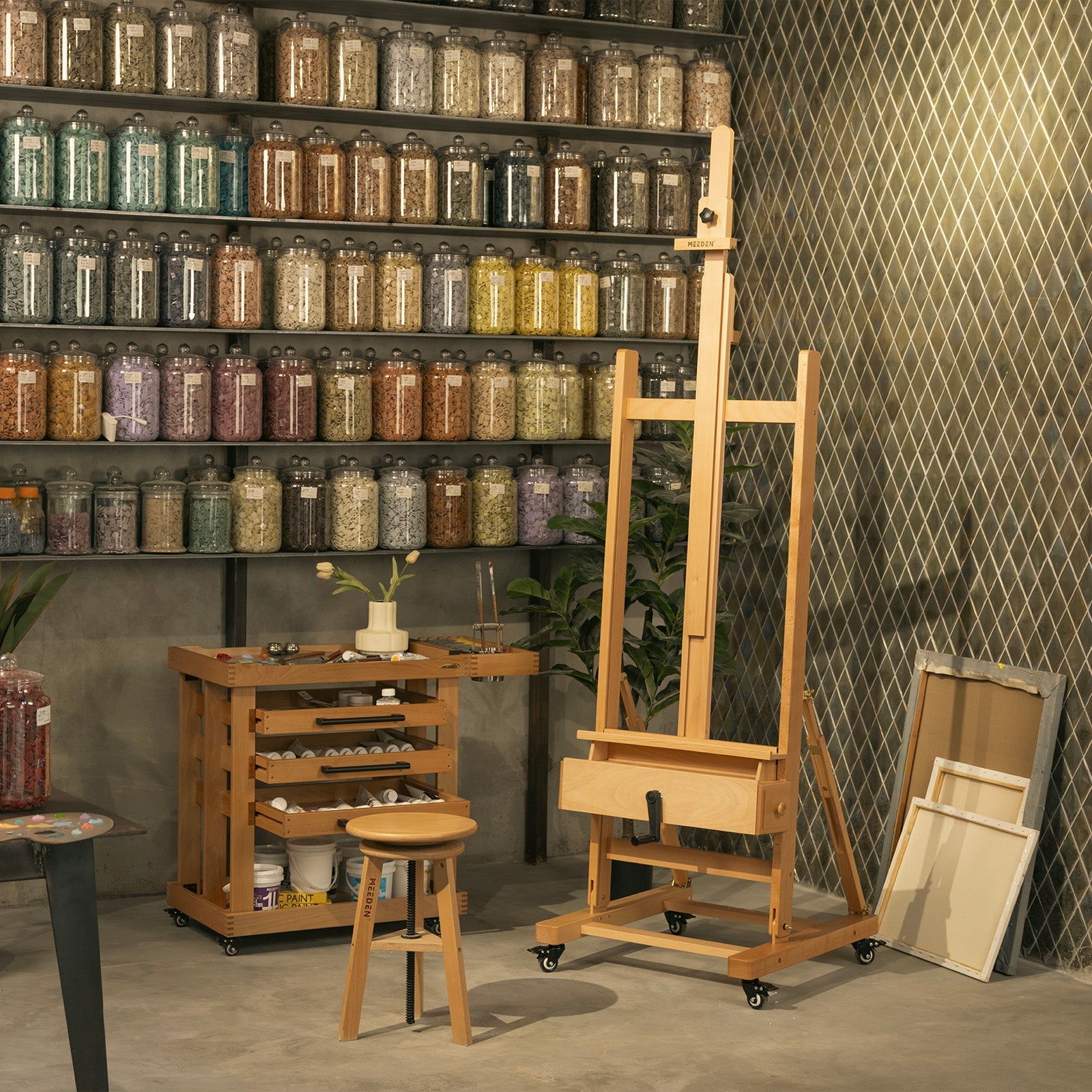 MEEDEN Deluxe Kunstnersupplierings Lageringsvogn, 5-Lags Taboret-W13H