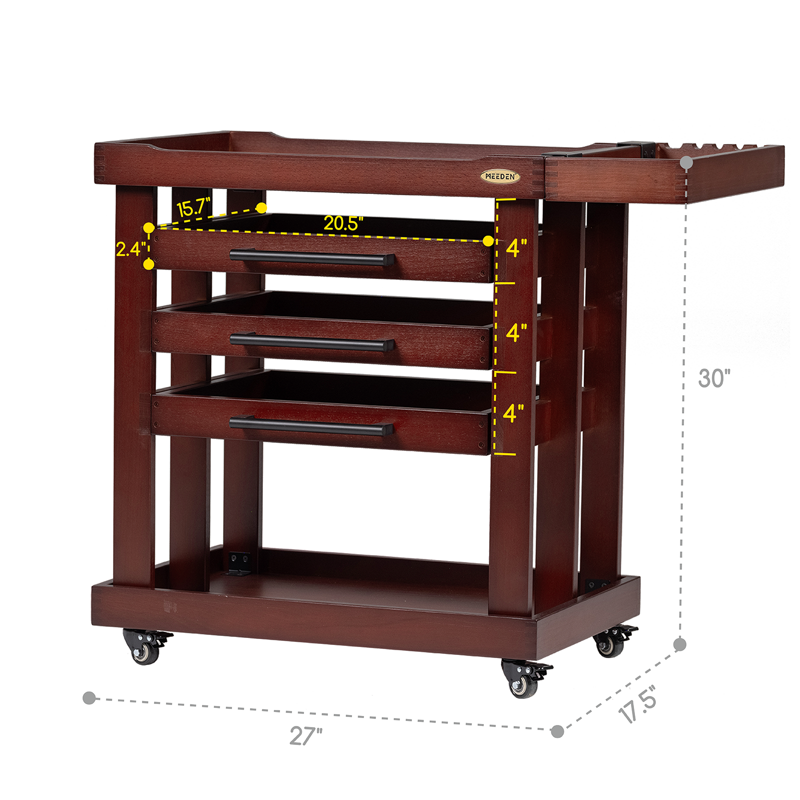 MEEDEN Deluxe Artist Supplies Storage Cart, 5-Tier Taboret-Dark Walnut-W13H