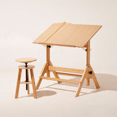 MEEDEN Mesa de Desenho Ajustável em Madeira & Conjunto de Banco , Natural-XSZ-2