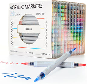 MEEDEN Dual Tip Acrylic Paint Markers, 120 Colors