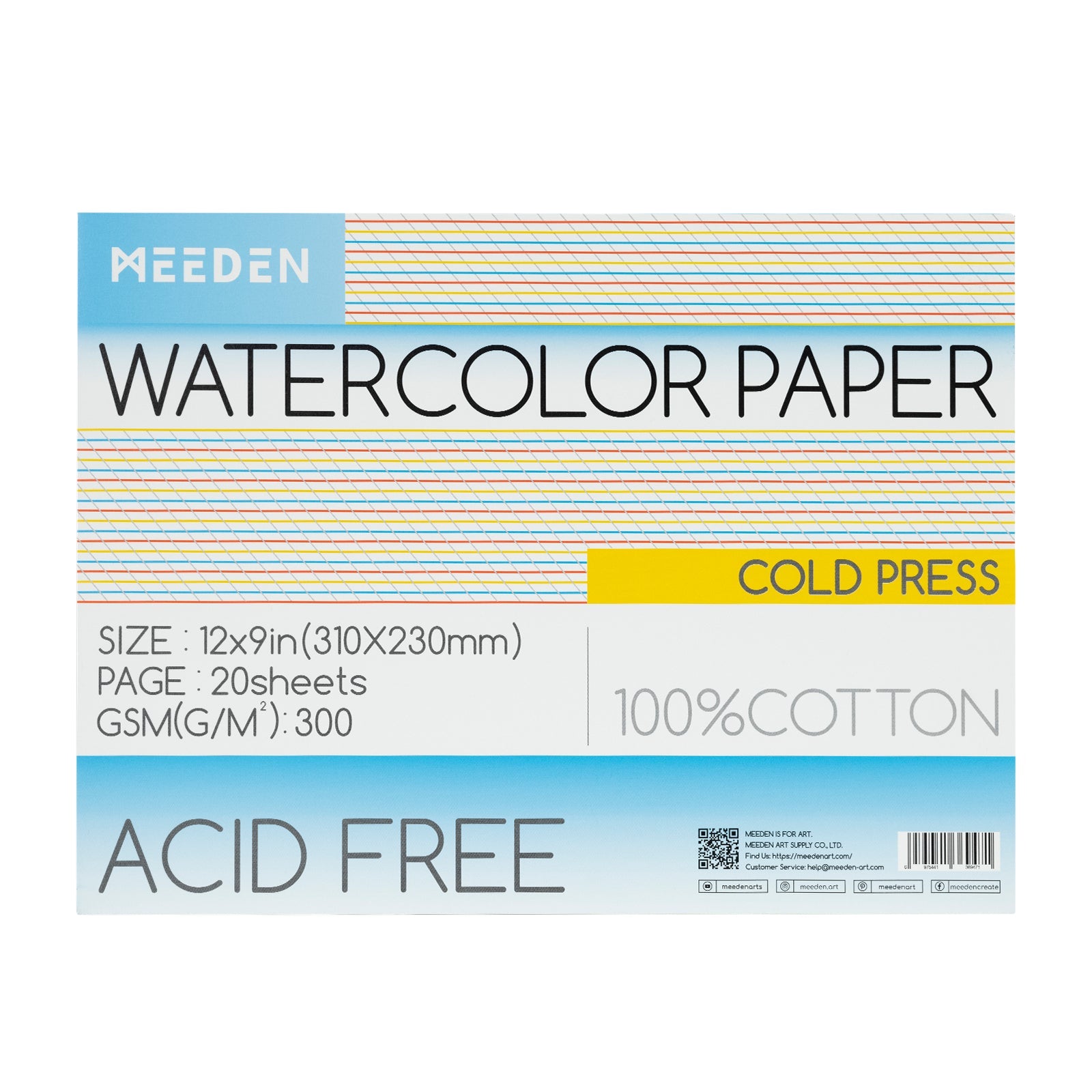 MEEDEN Carta per acquerello a grana grossa pressata a freddo & pressata a caldo & 