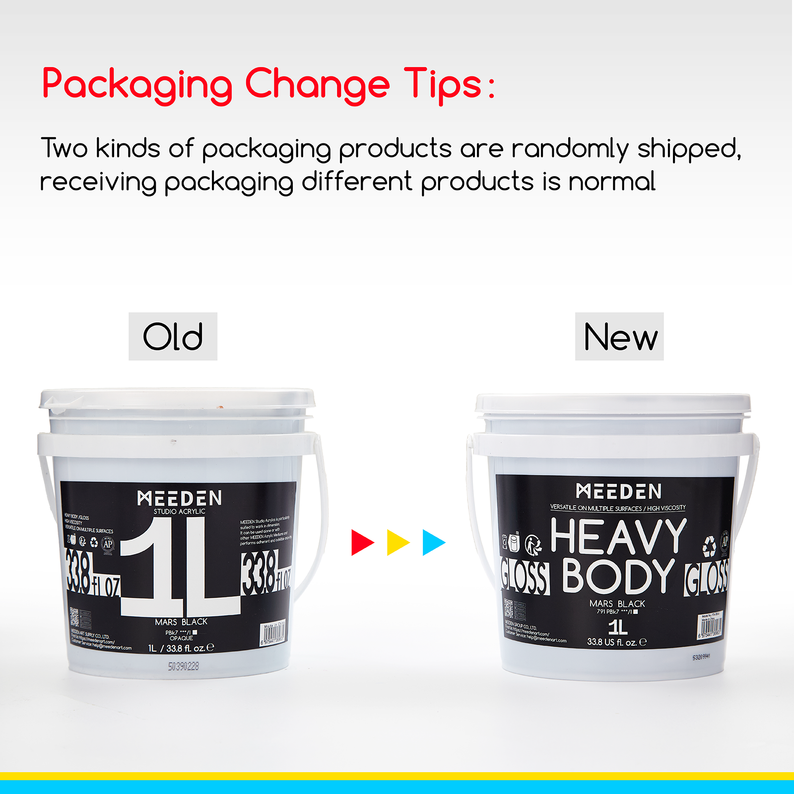 MEEDEN Studio Acrylic Paint, 1 L / 33.8 oz, 6 Colors